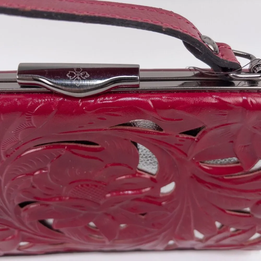 Patricia Nash Bovino Burgundy Red Tooled Leather Frame Satchel NWT
